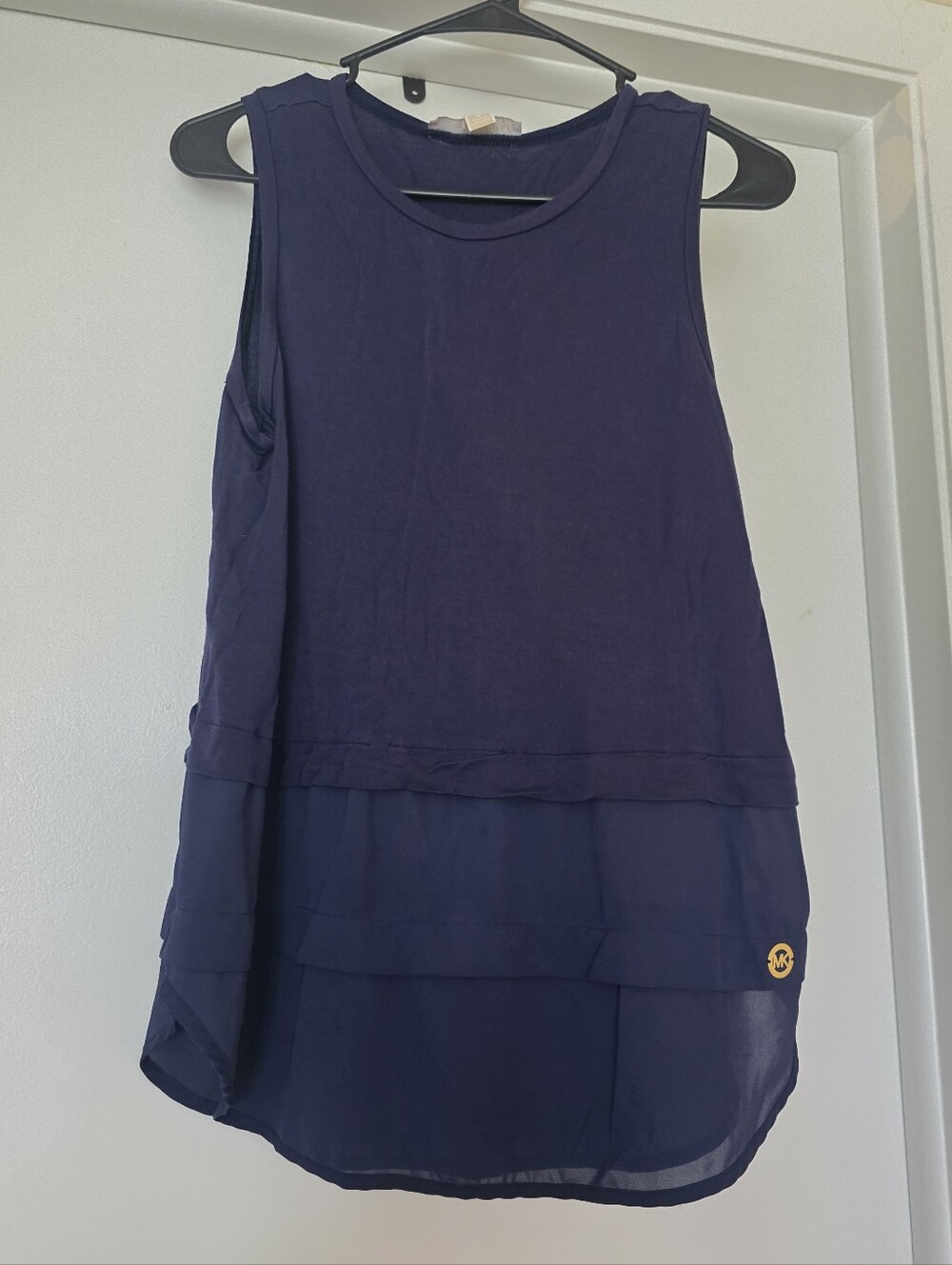 Michael Kors Navy Layered Sleeveless Tunic